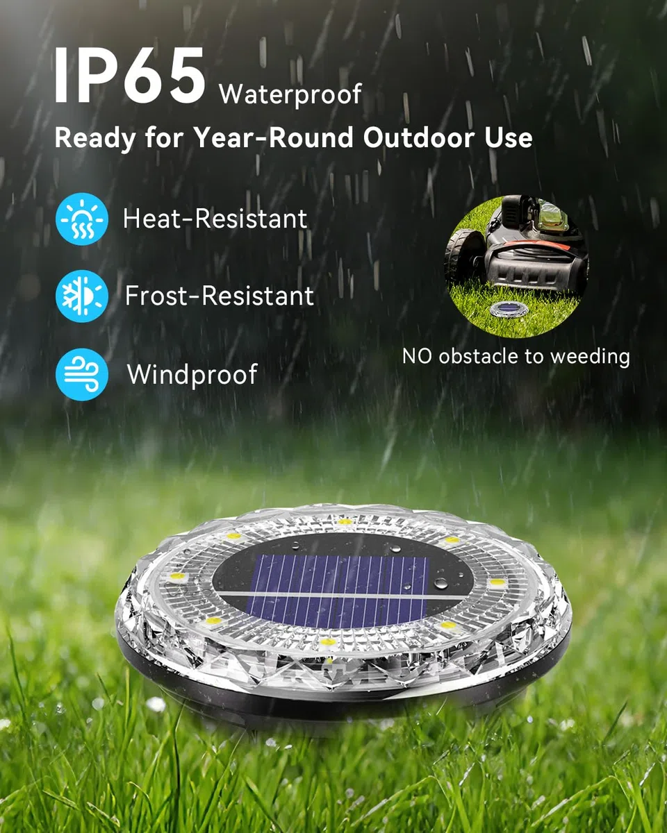 12 pezzi Luci Solari da Giardino, 8 LED Luci Solari da Incasso per Esterni Bianco Caldo 3000K, Lampade Solari da Terra IP65 Impermeabili, Luci Solari Esterno per Prato, Vialetto, Cortile