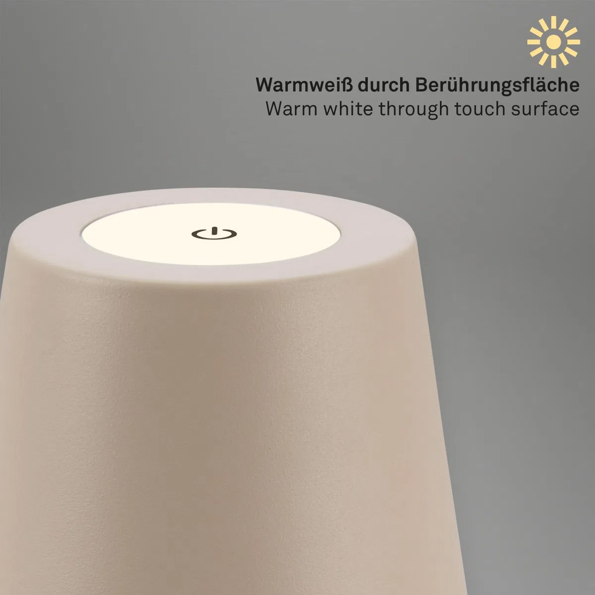 BRILONER - Lampada da tavolo LED senza fili con touch, dimmerabile a passi, regolabile in altezza, lampada da comodino, lettura, campeggio, ricaricabile, esterno, 36x10,5 cm, beige