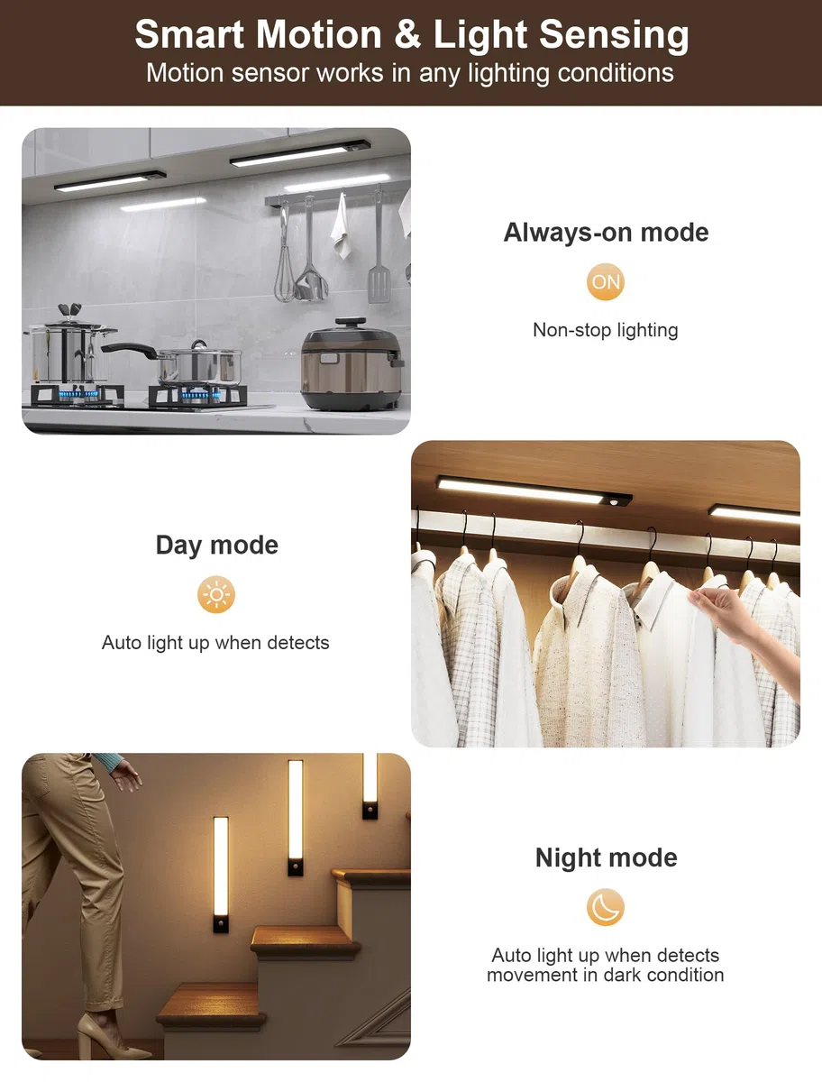 2 Pack Led Sottopensile Cucina Senza Fili,30cm Dimmerabile Magnetica Ricaricabile Luce Armadio Led con Sensore&Telecomando,Lampada per Cucina Scale Soggiorno Bagno Camere da Letto