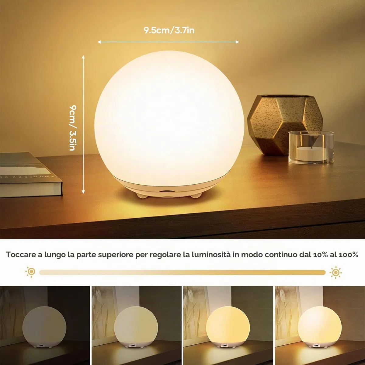 Suright Luce Notturna Bambini,Lampada da Comodino Ricaricabile USB,Luce Notturna LED con Luce Calda Dimmerabile Progressive&Luce a 7 Colori,Touch&Interruttore,Timer per Cameretta,Campeggio, Regalo
