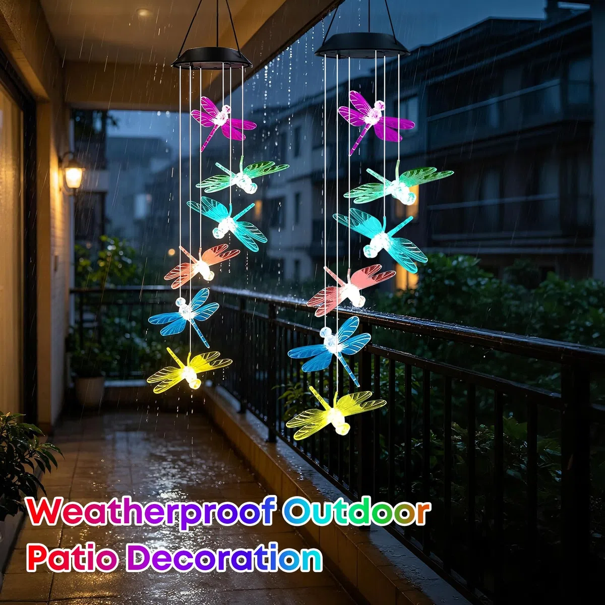 Set da 2 giostrine solari da esterno a forma di libellula – Lampade solari per giardino, balcone – Resistente alle intemperie – Decorazioni sospese luminose – Idea regalo per donna, mamma, nonna