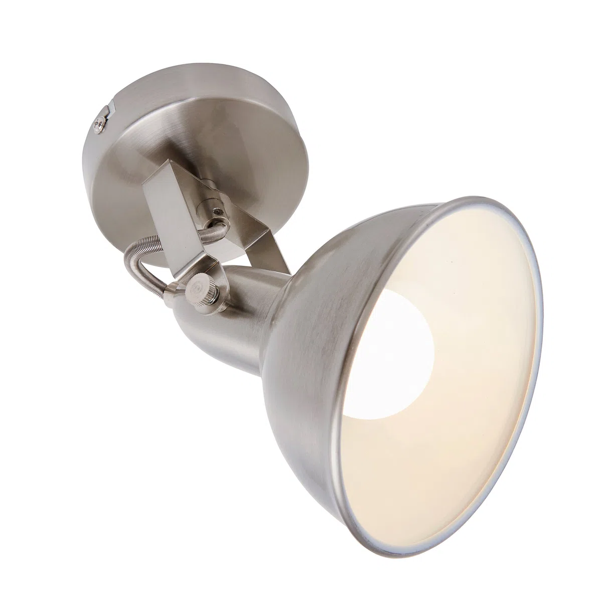 BRILONER Faretto orientabile, Lampada da Parete, Attacco per Lampadina E14 Max. 40W Non Inclusa, Paralume Ø10.5cm, Luce da Muro in Metallo satina, Bianco Satinato, 15.6 x 10 x 15.6 cm