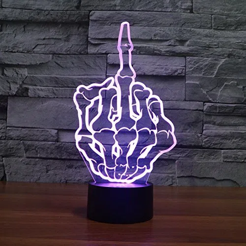 Night Wolf Dito Medio Gesto Divertente Casa Arredamento Lampada Da Notte 3D Interruttore LED Scrivania Leggero