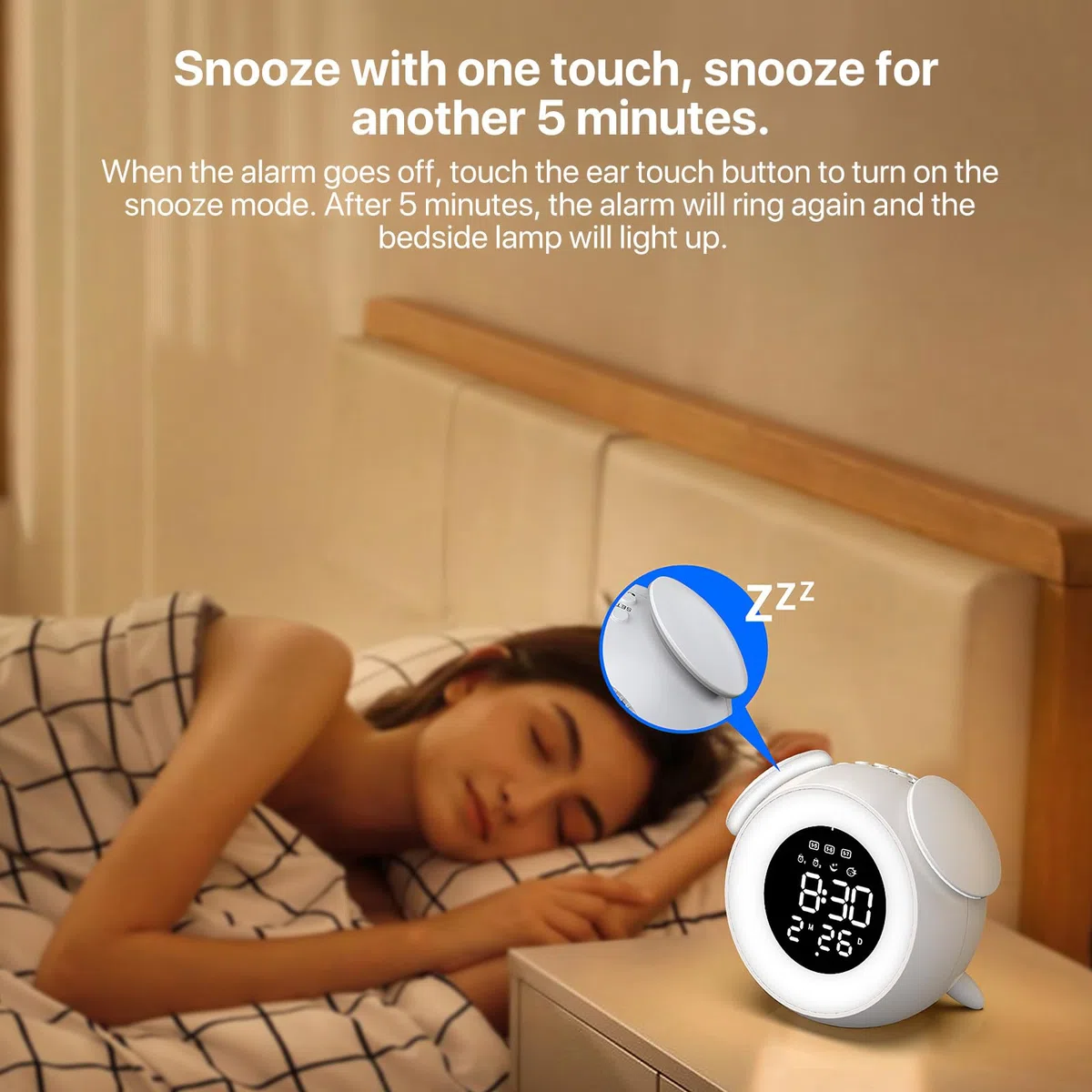 8 in 1 Sveglia Musicale, Lampada da Scrivania Musicale, Sveglia Intelligente a LED, Sveglia Naturale, Design di Ricarica, per Camere da Letto Camerette per Bambini Salotti Balconi