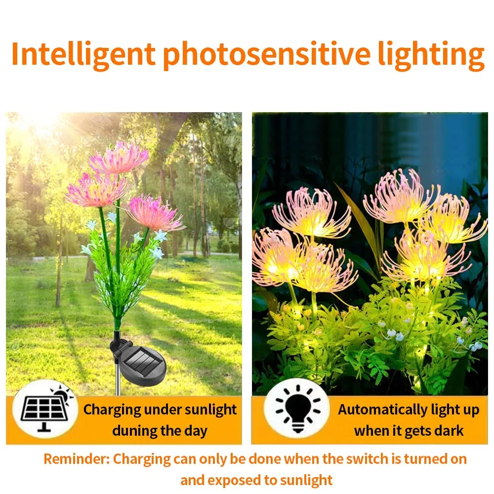 2 pacchetti di luci decorative del fiore solare a LED, luci di paesaggio del giardino a 2 modalità, Wireless impermeabile dal crepuscolo all'alba, fiore regalo lampada per le donne.