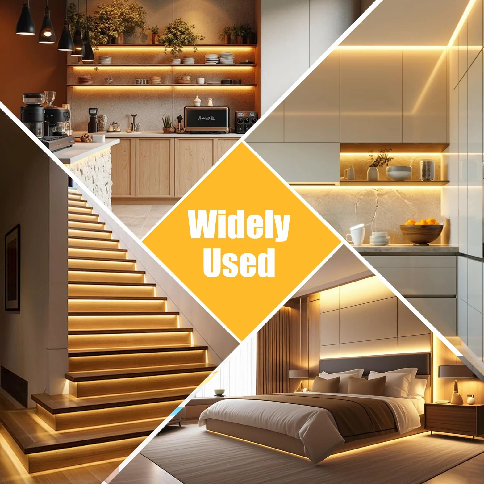 LED COB 3 metri, 320LEDs/m Dimmerabili Bianco Caldo 2700K, con Alimentatore, Telecomando RF, Nastro LED Flessibile Sotto Luce da Pavimento per Illuminazione Domestica Fai da Te