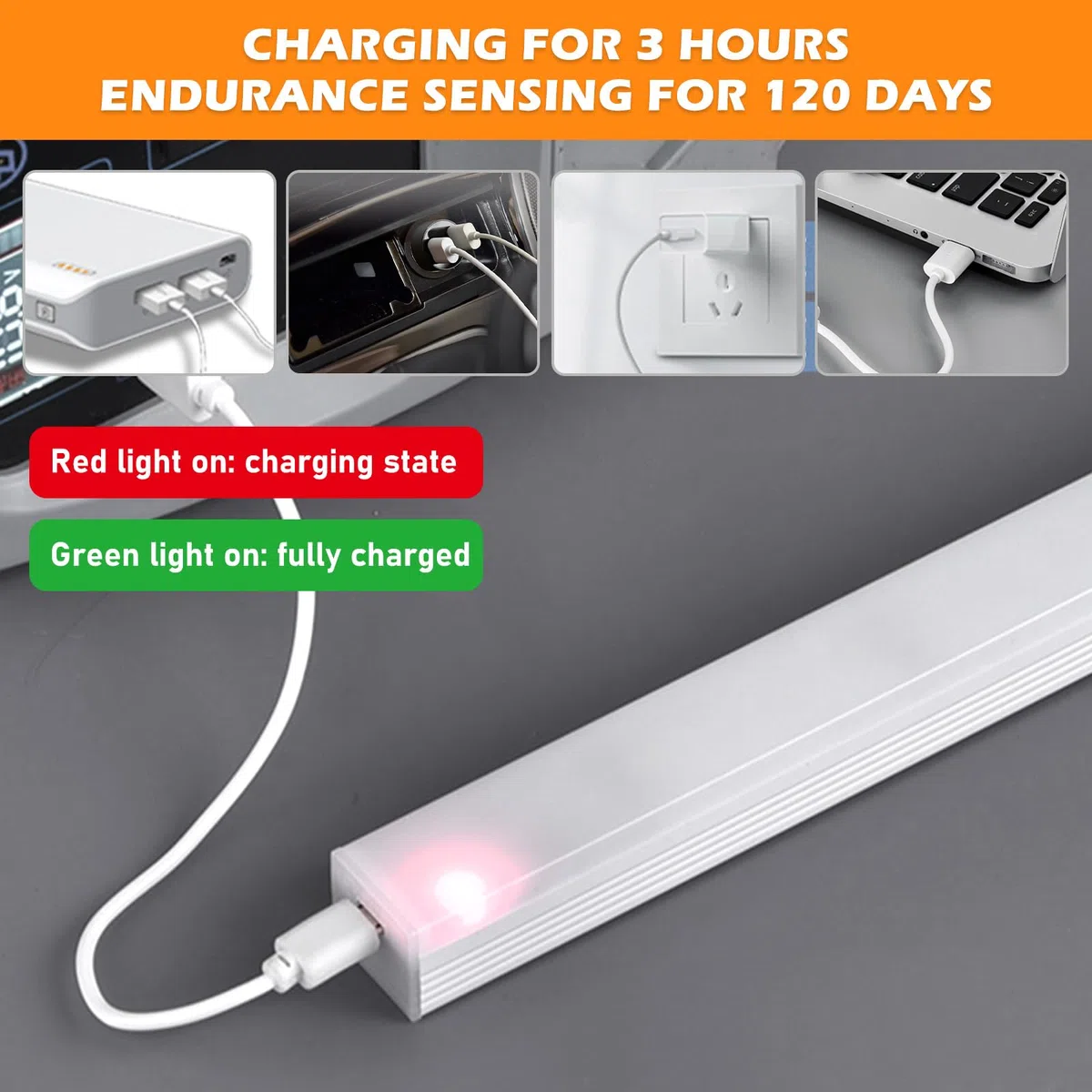 Lampada da incasso LED, 20 cm, 5 pezzi, senza fili, con sensore movimento, ricaricabile USB, 3 temperature colore, dimmerabile, cucina, armadio