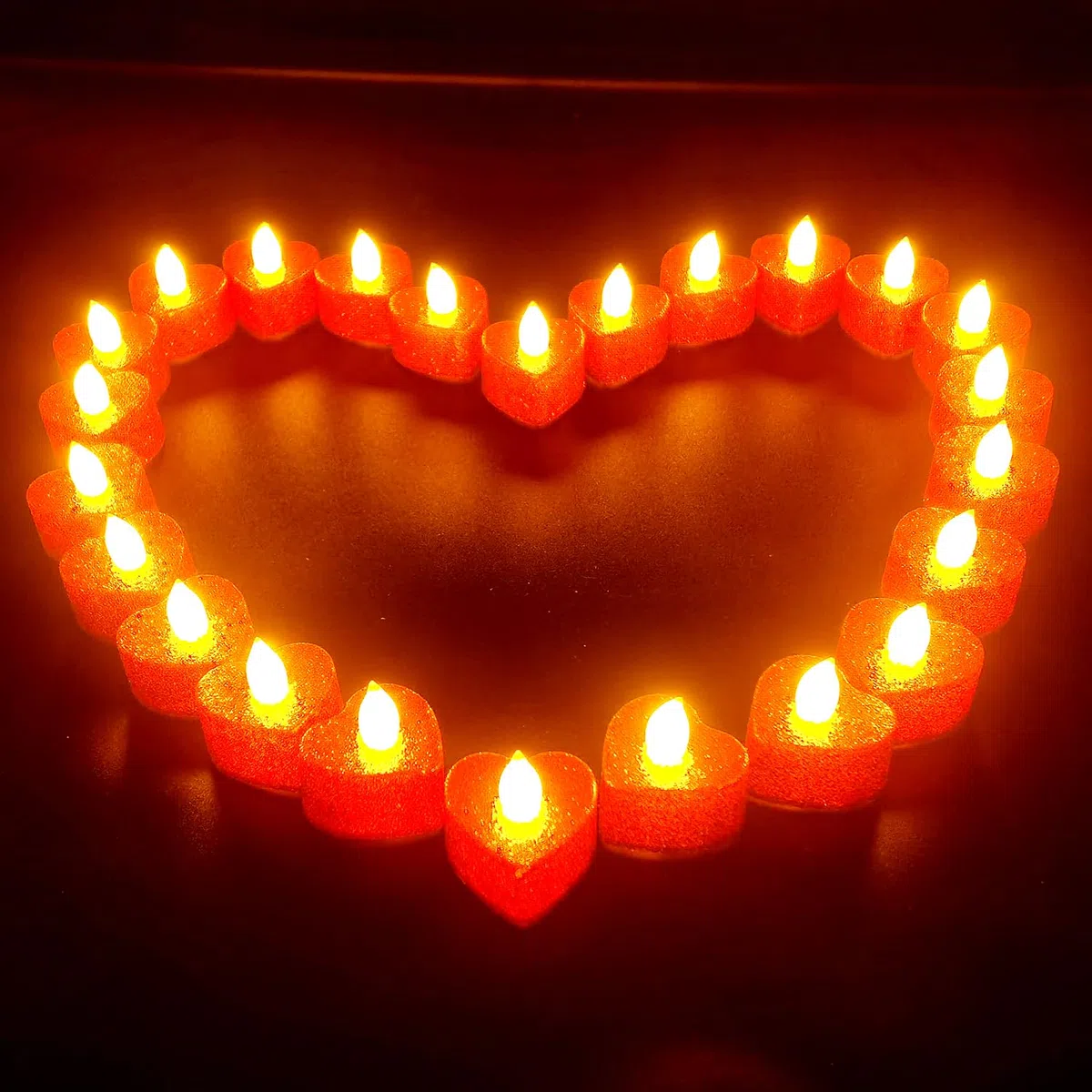 24 candele luminose a LED romantico a forma di cuore, decorazioni romantico, per San Valentino, senza fiamma, per la tavola del matrimonio