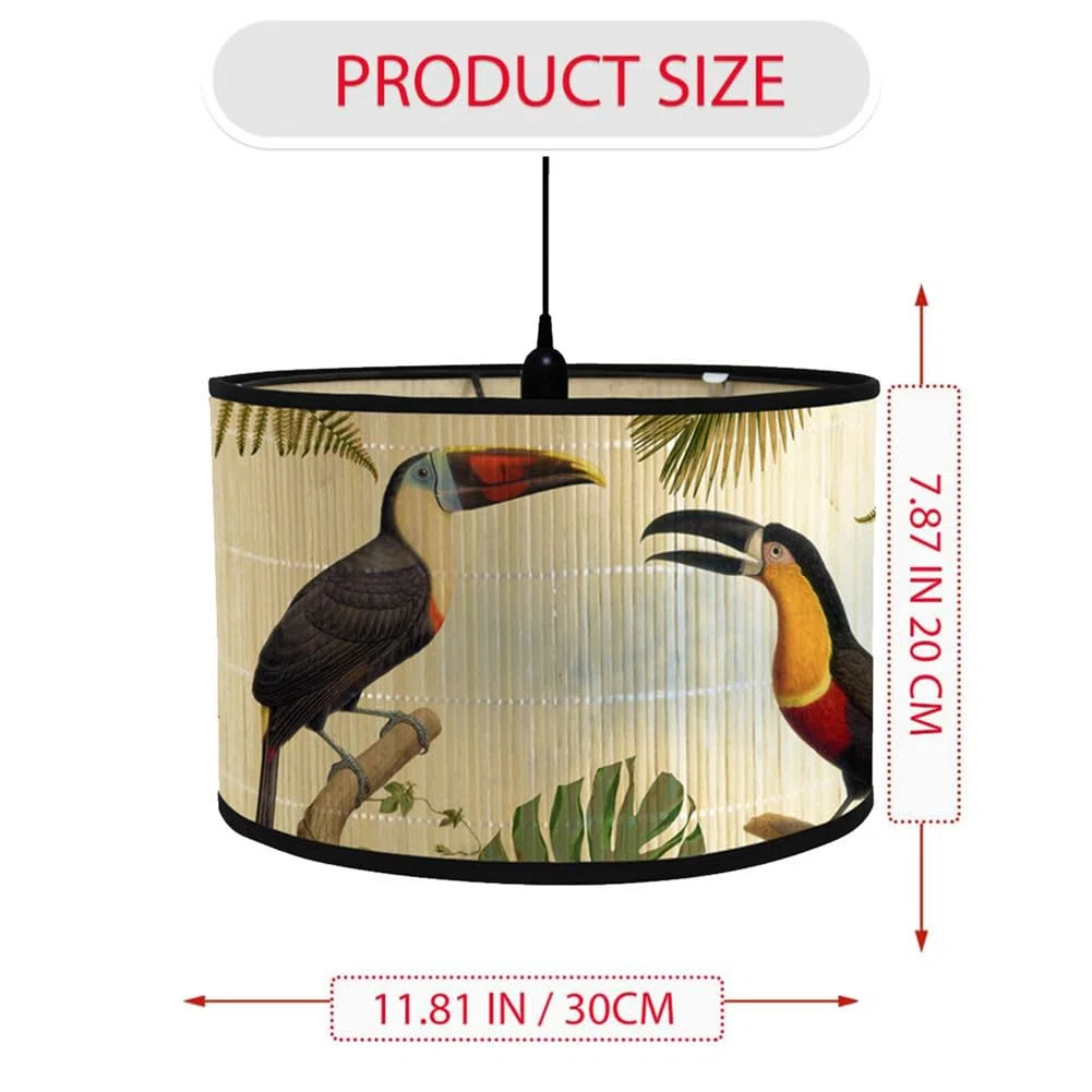 FANSU Paralume rotondo per lampada da tavolo, motivo moderno, facile da montare, per soggiorno, camera da letto, corridoi, sala lettura (uccello beige, 30x20 cm)