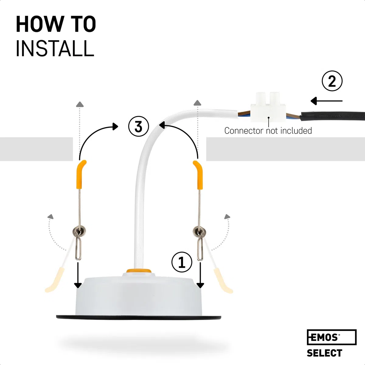 EMOS Set di 3 faretti LED da incasso, 230 V, 5 W, 500 lm, 4000 K, bianco neutro, impermeabile, IP54, 230 V, rotondo Ø 95 mm, ultra piatto, nero
