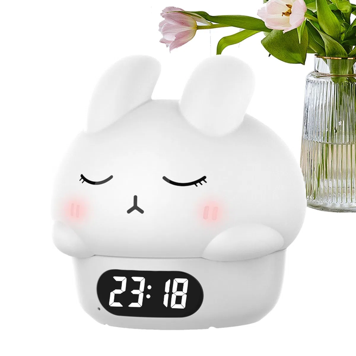 Sveglia coniglietto,Orologio coniglietto - Luce di pacca in silicone per conigli - Luce di pacca in silicone di coniglio, sveglia digitale coniglio, lampada sveglia divertente pa