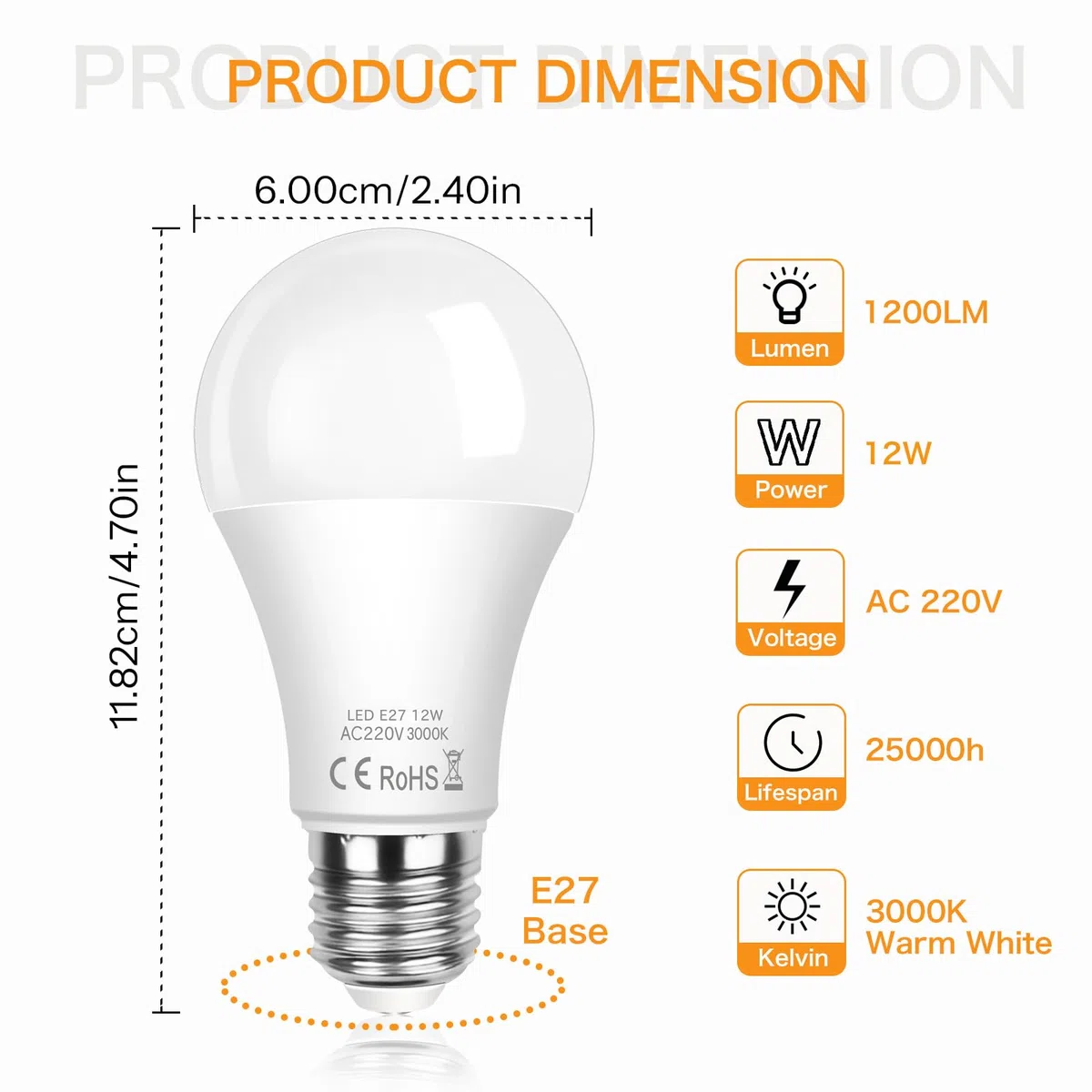 SCNNC Lampadina LED E27 Sensore Crepuscolare 12W, Auto On/Off, Bianco Caldo 3000K, Lampadine Crepuscolare da Esterno E27 per Corridoio Giardino Patio Veranda Scale, 2 Pezzi