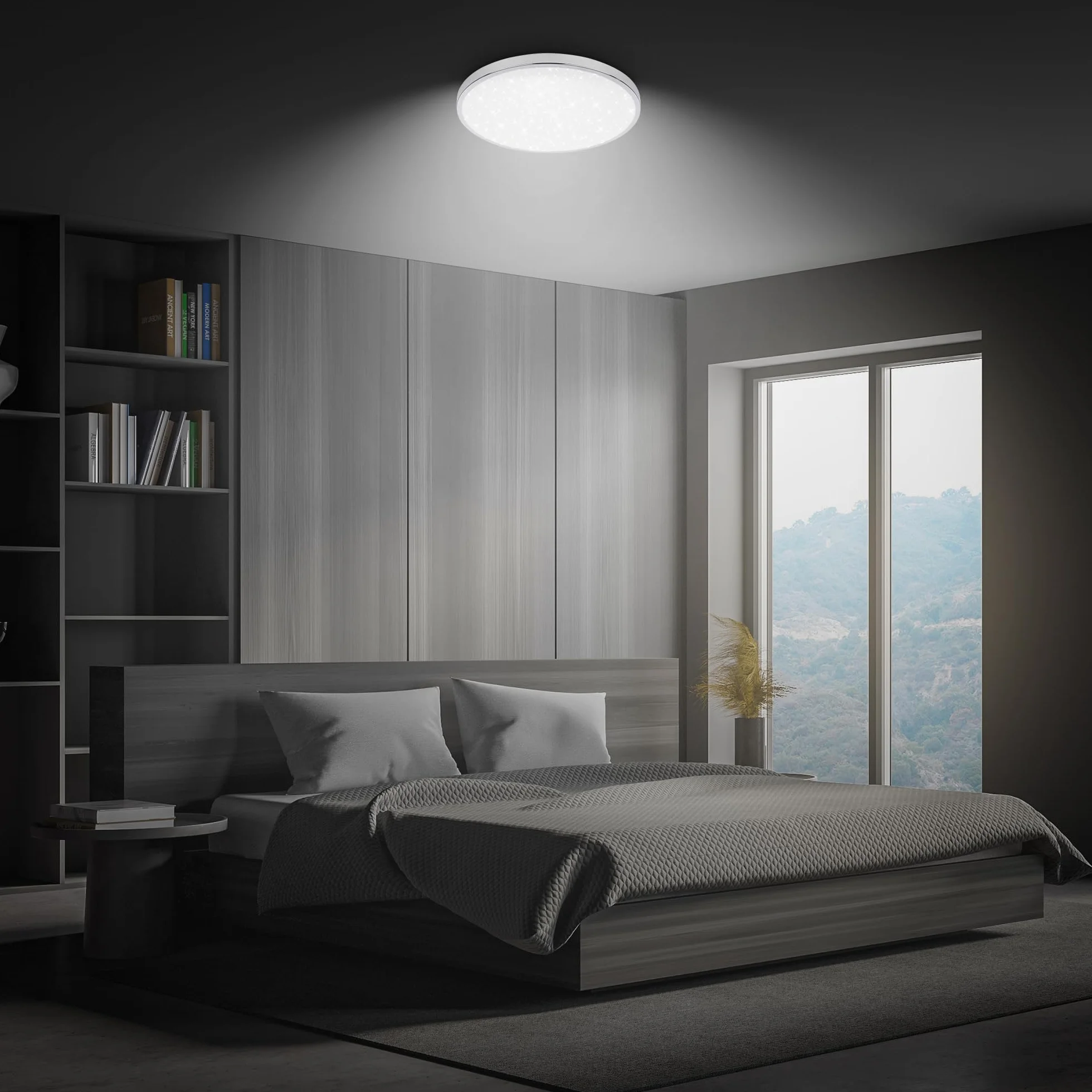 BRILONER - Plafoniera bagno LED a luce indiretta, IP44 resistente agli spruzzi d'acqua, colore neutro della luce bianca, plafoniera led soffitto bagno, plafoniera cucina, 33 x 6 cm, cromato