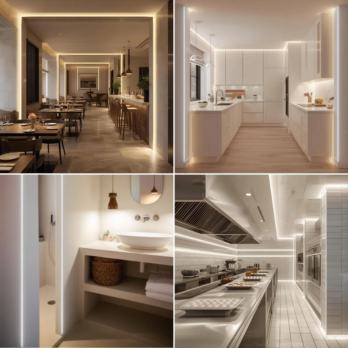 Evotrade Profilo Per Piastrelle Ceramic Line Con Canalina Per Illuminazione Led Barre 2m Incasso A Scomparsa + Cover Luce Continua (Angolo Esterno)