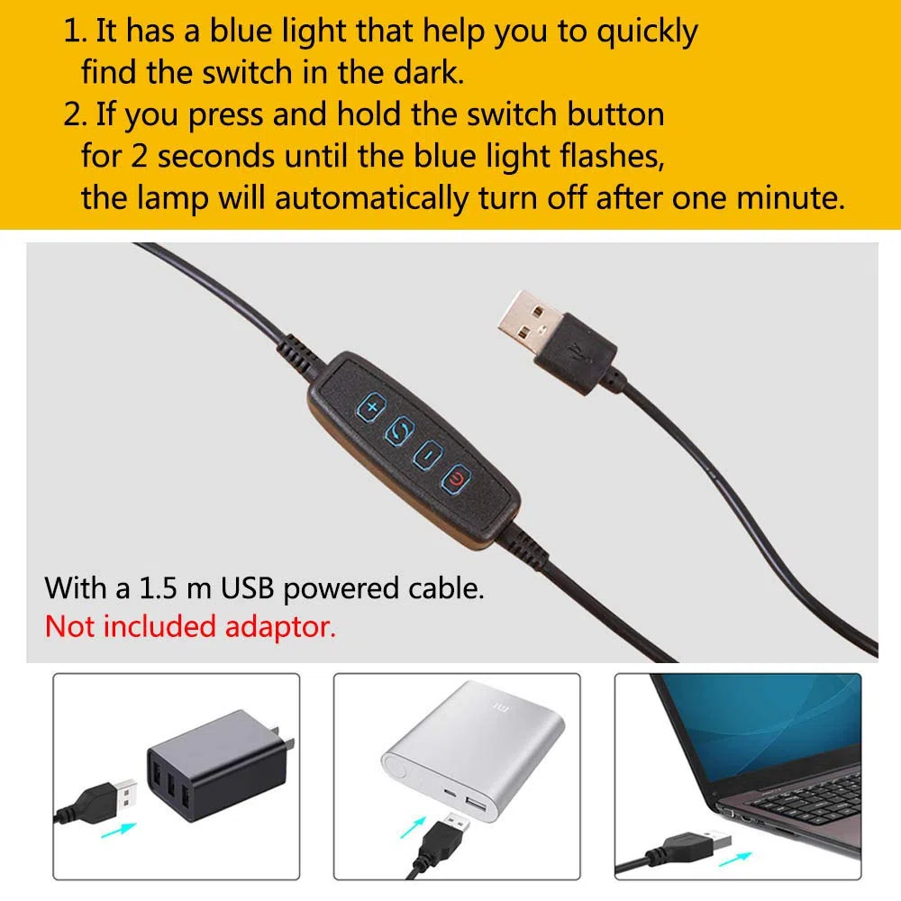 Lampada Lettura Con Clip Luce Da Scrivania Led Con Pinza, 3 Modalità & 10 Livelli Di Luminosità Con Caricatore Usb Flessibile Lampada Portatile Occhi Cura Per Lettura Di Notte Lavoro, 7W (Nero)