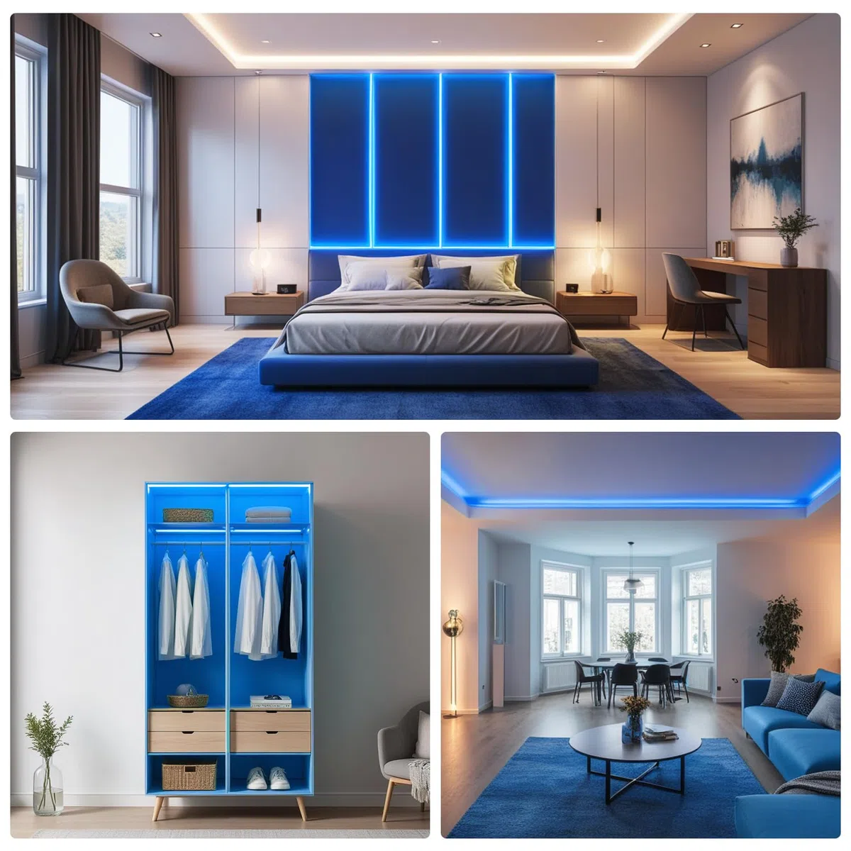 Striscia LED 5 Metri 12V Blu, Luci LED Striscia Luminoso IP65 Impermeabile 300LEDs Strisce LED Flessibili per Interno Esterno Cucina Hotel Natale Decorazione (con Alimentatore)