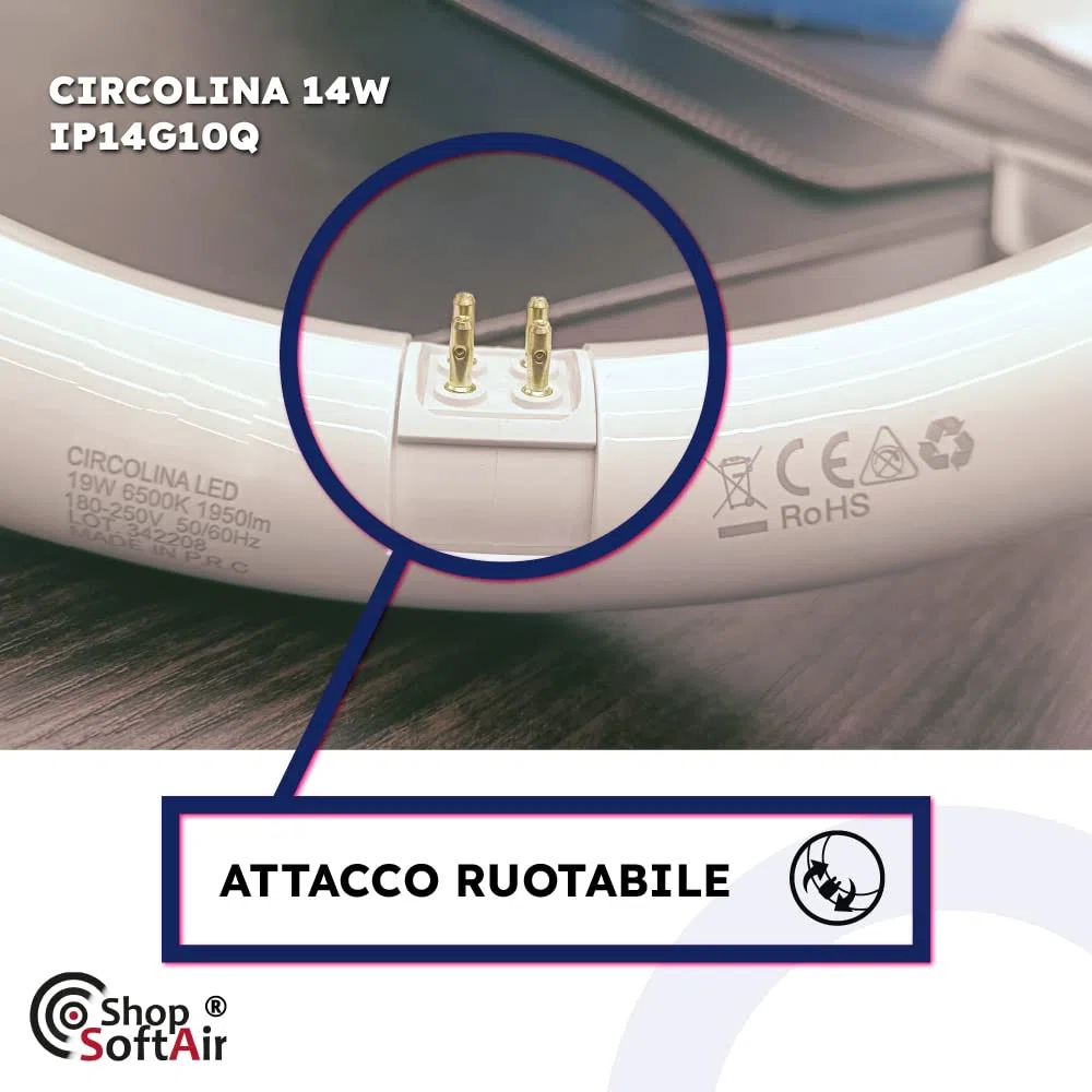 Circolina Led Consumo 14W Corrispondenza 80W diametro 21,5 cm 1300LM Lumen Luce Bianco Naturale 4000k Calda 3000k Fredda 6500k Attacco G10Q T9 (Luce Fredda 6500k)