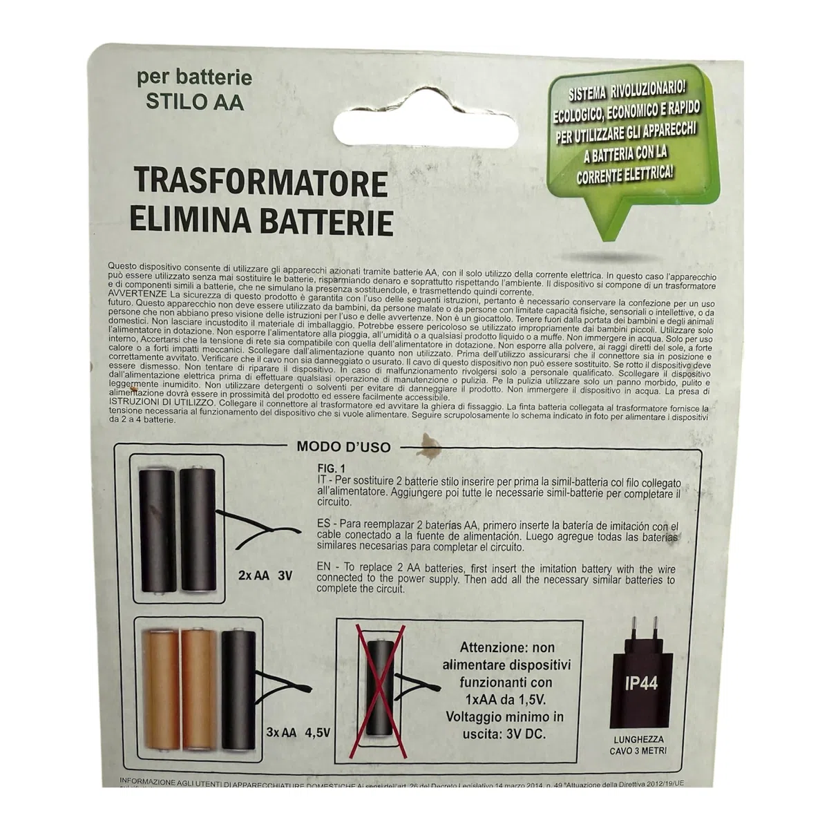 Trasformatore Elimina Batterie, Convertitore Elettrico con 220-240V Spina per Luci di Natale, Trasformatore LED (Alimentatore per stilo AA)