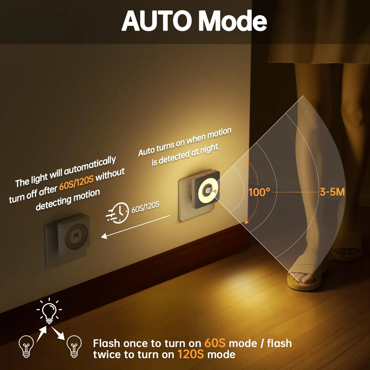 Luce Notturna Bambini da Presa, [2 Pezzi] 2700K Luci Notturne con Sensore Movimento Modalità Sensore o Sempre Accesa Regolabile, Certificata CE per Interni da Letto, Soggiorno e Bagno