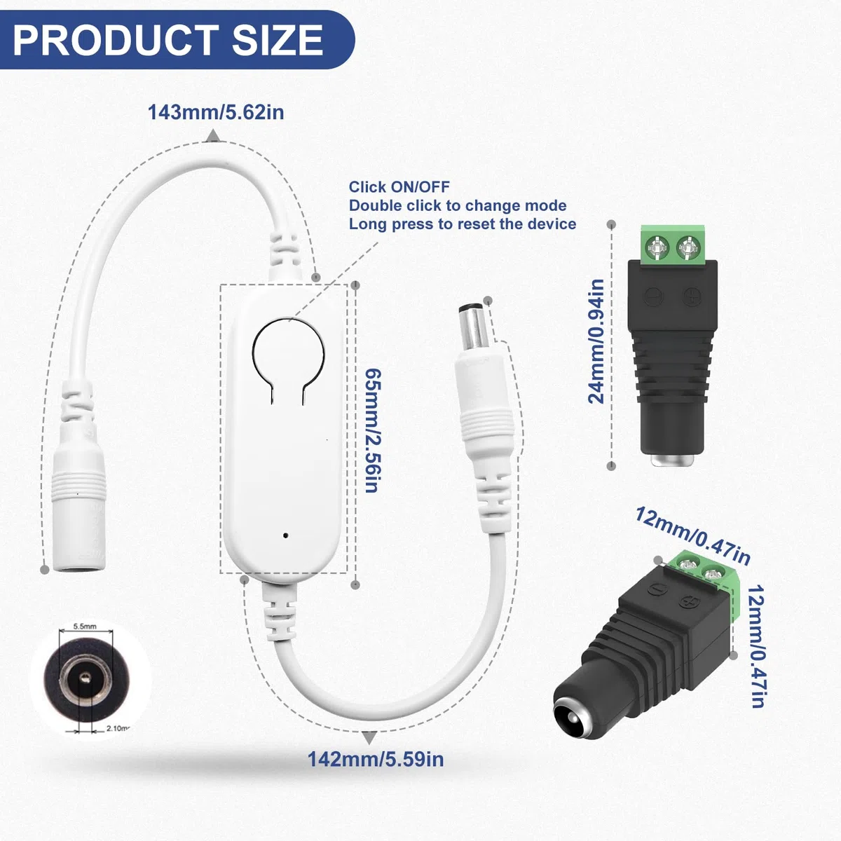 WiFi Dimmer Controller,Compatibile App Tuya/Alexa/Assistente Google,Controllo Vocale,Timer,12V-24V Dimmer Switch per luci a Striscia LED COB SMD 5630 5730 5730 3528(Singolo Colore)