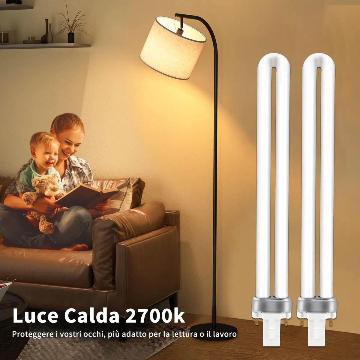 Lampada Fluorescente Compatta G23 2pin 11W, Bianco Caldo 2700K, Lampade a Risparmio Energetico CFL G23, Tubo a Forma di U, Applicabile a Soggiorno, Camera da Letto, Corridoio, Non Dimmerabile, 2 pezzi