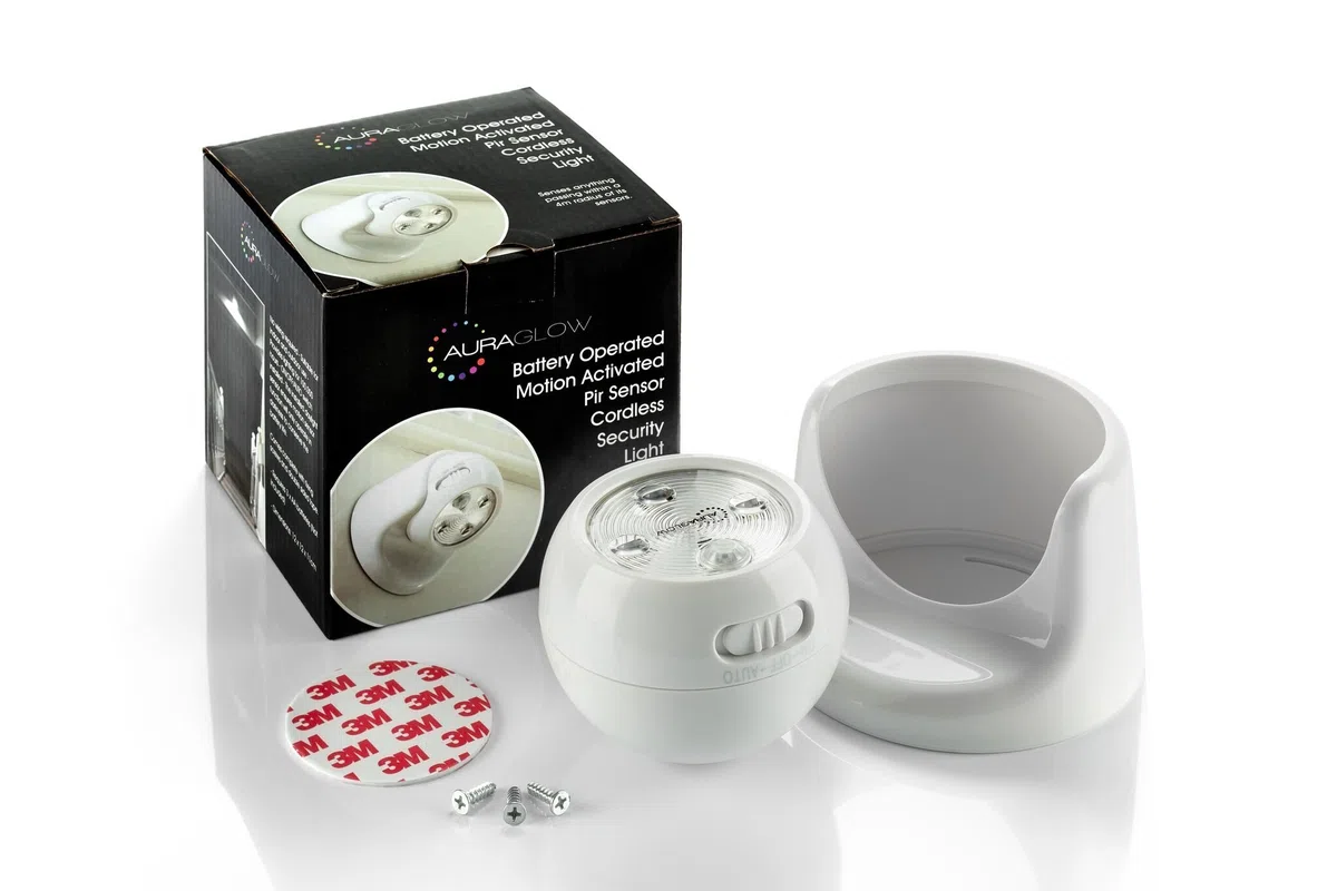 Auraglow Luce LED di Sicurezza A Batteria Ad Attivazione Con Movimento Con Sensore PIR Removibile Cordless