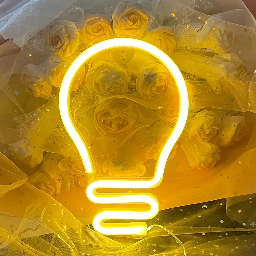 Insegna al Neon Lampadina,Insegna al neon a forma di lampadina Batteria o USB Alimentato Per la Decorazione Della Festa di Natale del Bar Della Sala Giochi Della Camera da Letto