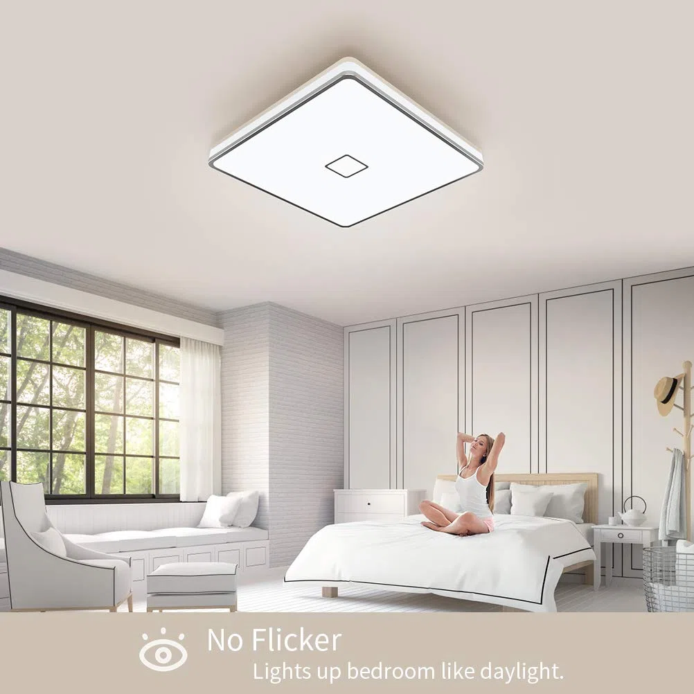 Plafoniera Led Moderna Lampada da Soffitto Airand 24W 2050LM Quadrata Led Luce per Bagno Soggiorno Cucina Camera da letto Sala Corridoio Ufficio Cantina e più,IP44 Impermeabile,Bianco Naturale,Ø 32cm