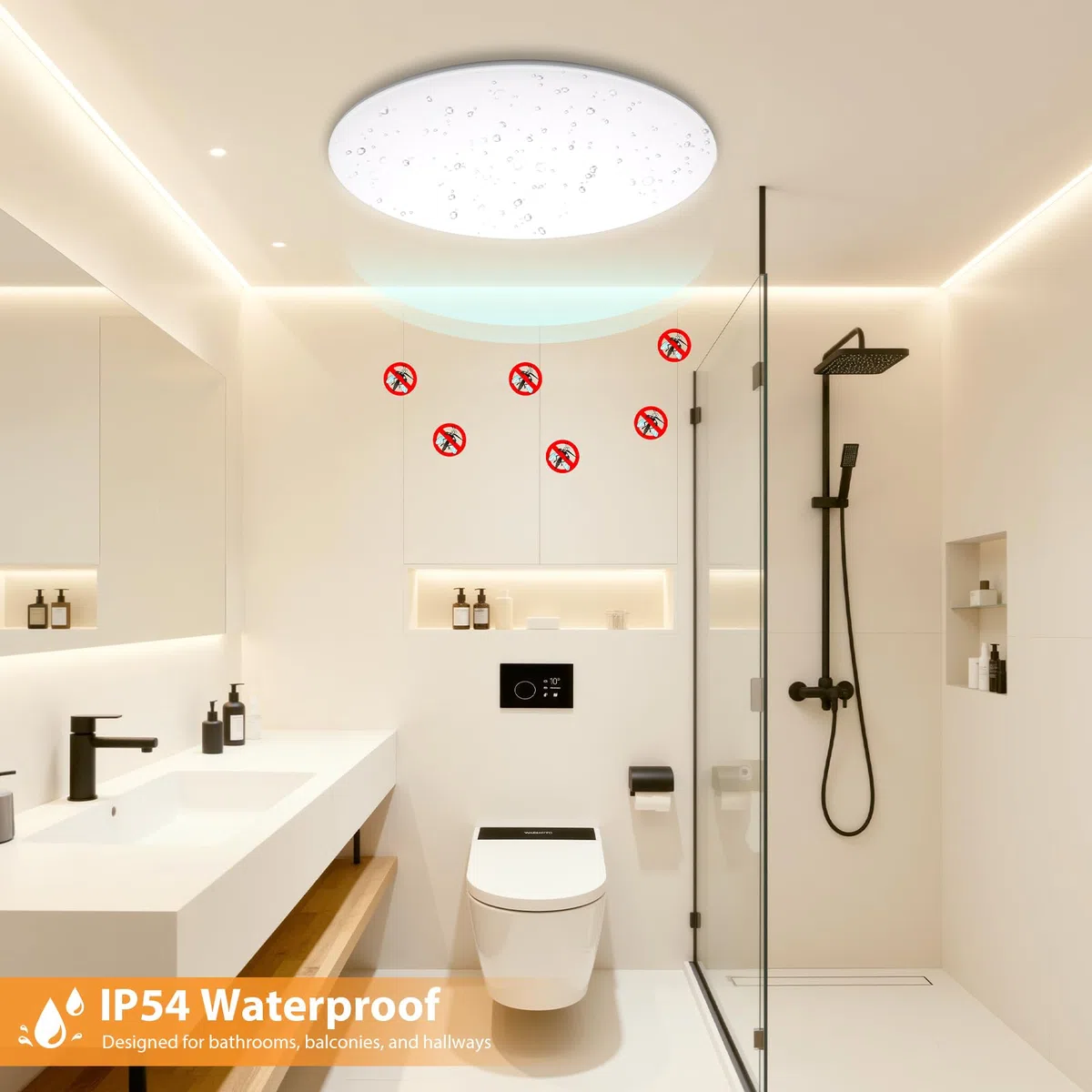Plafoniera LED 30CM 24W 2800 Lumen Impermeabile IP54 Plafoniera a LED Ultrasottile 4000K Adatta per Soggiorni Bagni Camere da Letto Cucine e Uffici