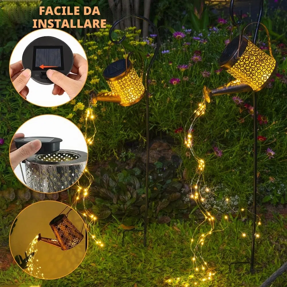 Sostituzione superiore per lampada da annaffiatoio solare con luci a fata bianche calde - Scatola batteria e pannello impermeabili IP65, parte di ricambio per lanterna fai-da-te