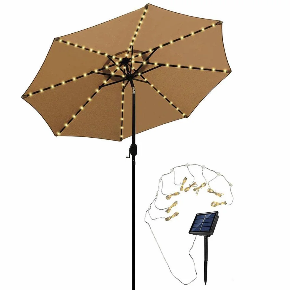 Illuminazione per Ombrellone Solare con Telecomando 104 LED 8 modalità Luci per Ombrelli per Patio Luce Decorativa per Interni Ed Esterni