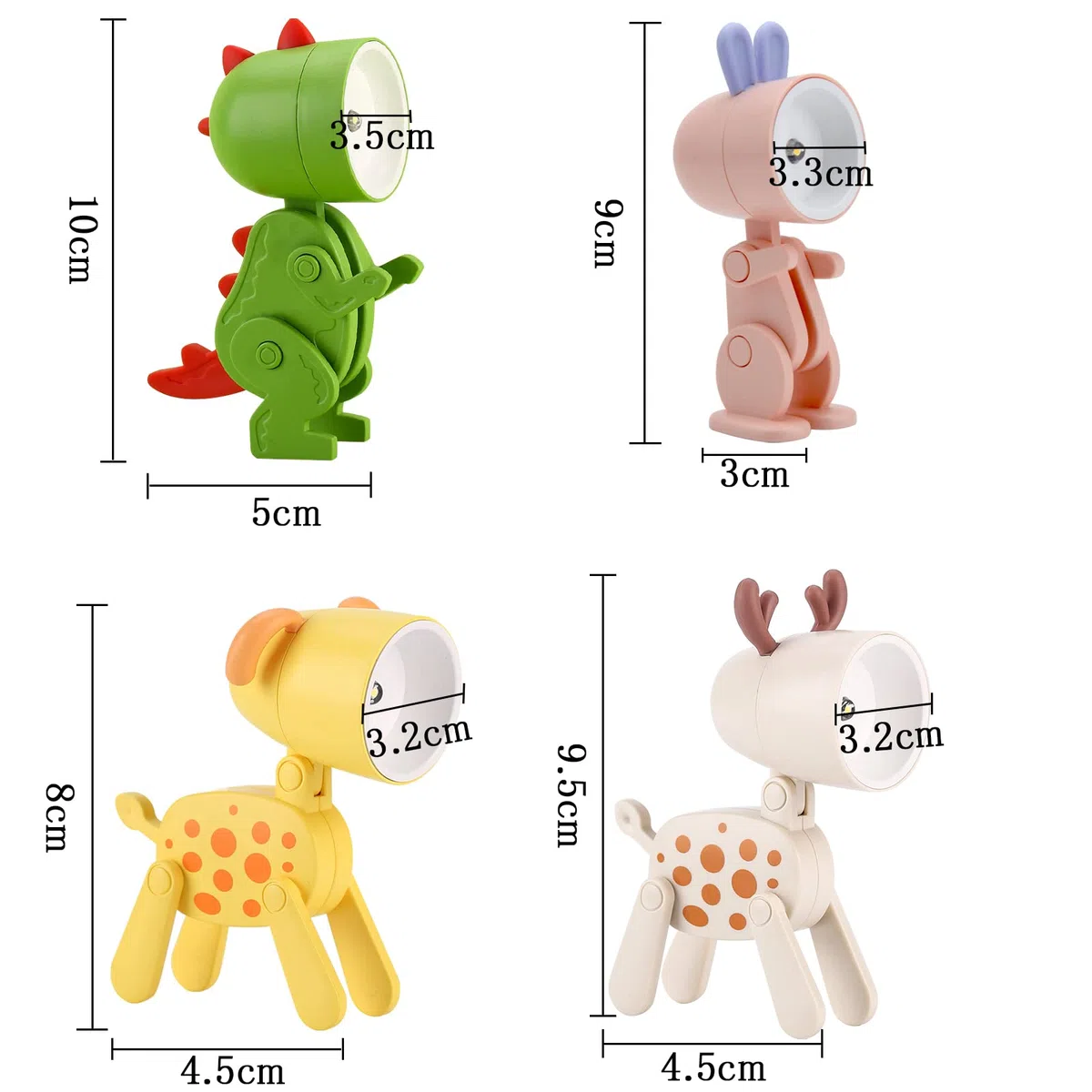 HENGBIRD Luce Notturna Bambini, Bambina Regalo Battesimo, 4 Pezzi Lampada Notte Animali Carino, Accessori Camera da Letto Ragazzi, LED Luci Notturne per Bambini Cameretta Bambina Regalo Neonato (A)