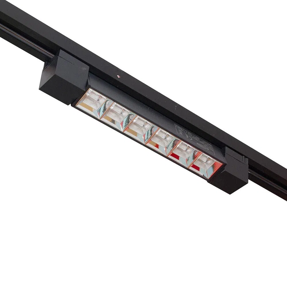 Vetrineinrete® Faretto track orientabile da binario 12 watt 6 led faro bianco o nero monofase luce fredda 6500k naturale 4000k calda 3000k (Nero Luce Calda 3000k)