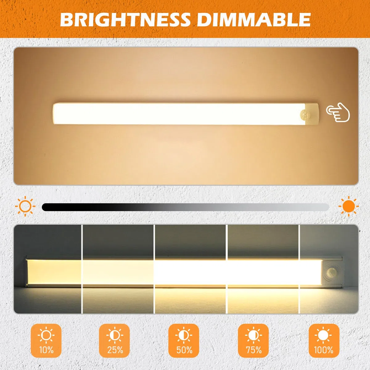 Lampada da incasso LED, 20 cm, 5 pezzi, senza fili, con sensore movimento, ricaricabile USB, 3 temperature colore, dimmerabile, cucina, armadio