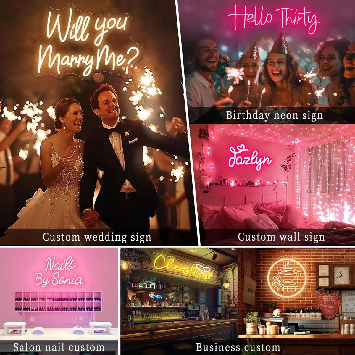 Insegna al Neon Scritta LED Personalizzabile per Decorazioni Scritta Neon Personalizzata per Feste Compleanno Matrimoni Negozi Bar Insegna Luminosa led Lampada Personalizzata(25-152cm）
