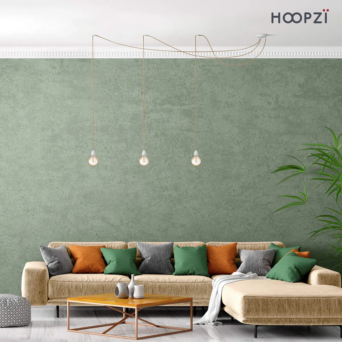 Hoopzi - Hang 3 - Lampadario a Sospensione - 2,5 Metri - Cavo Elettrico Tessuto - 3 X Portalampada E27 - Per Camera da Letto, Soggiorno, Cucina - Corda e bianco