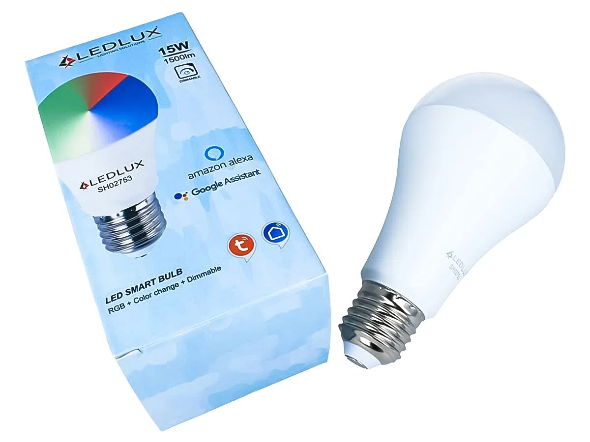 LEDLUX 2 Pezzi Lampade Led Smart, Faretto Led WiFi, RGB + CCT, Dimmerabile APP, Compatible Con Amazon Alexa Google Home (E27 A65 15W)