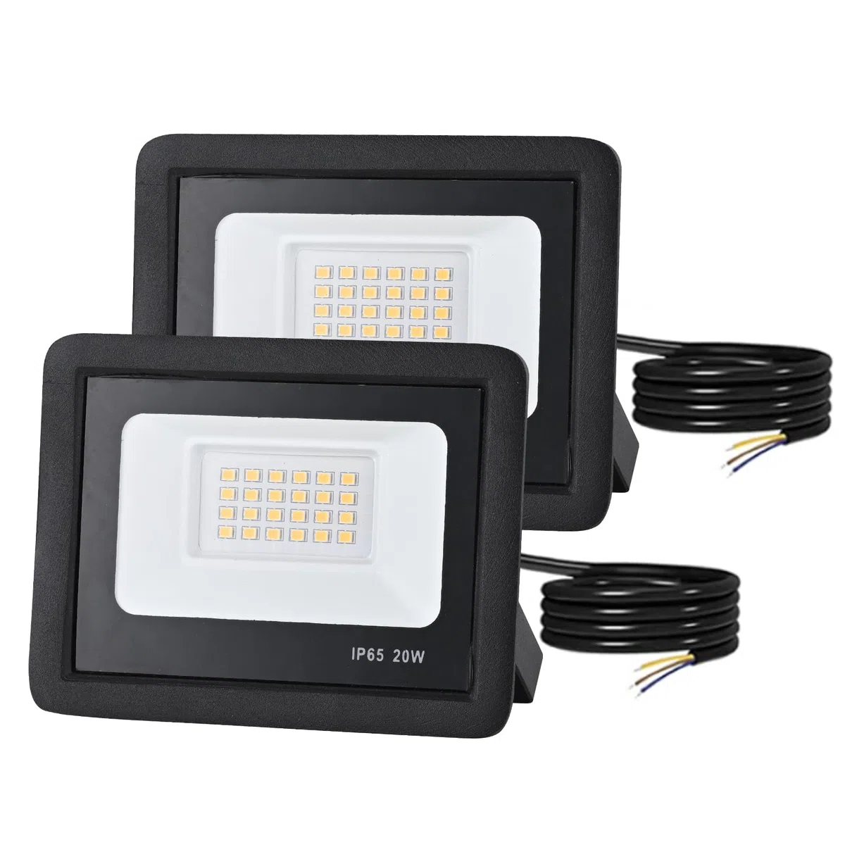 Faretto LED Esterno 20W,Lampada da Esterno 2000Lumen,Super Illuminoso Nero Faretti Led,Potenti Faro a Esterni IP65 Impermeabile Per tetto giardino cortile cancello garage(2 Pezzi 3000K Luce Freddo)