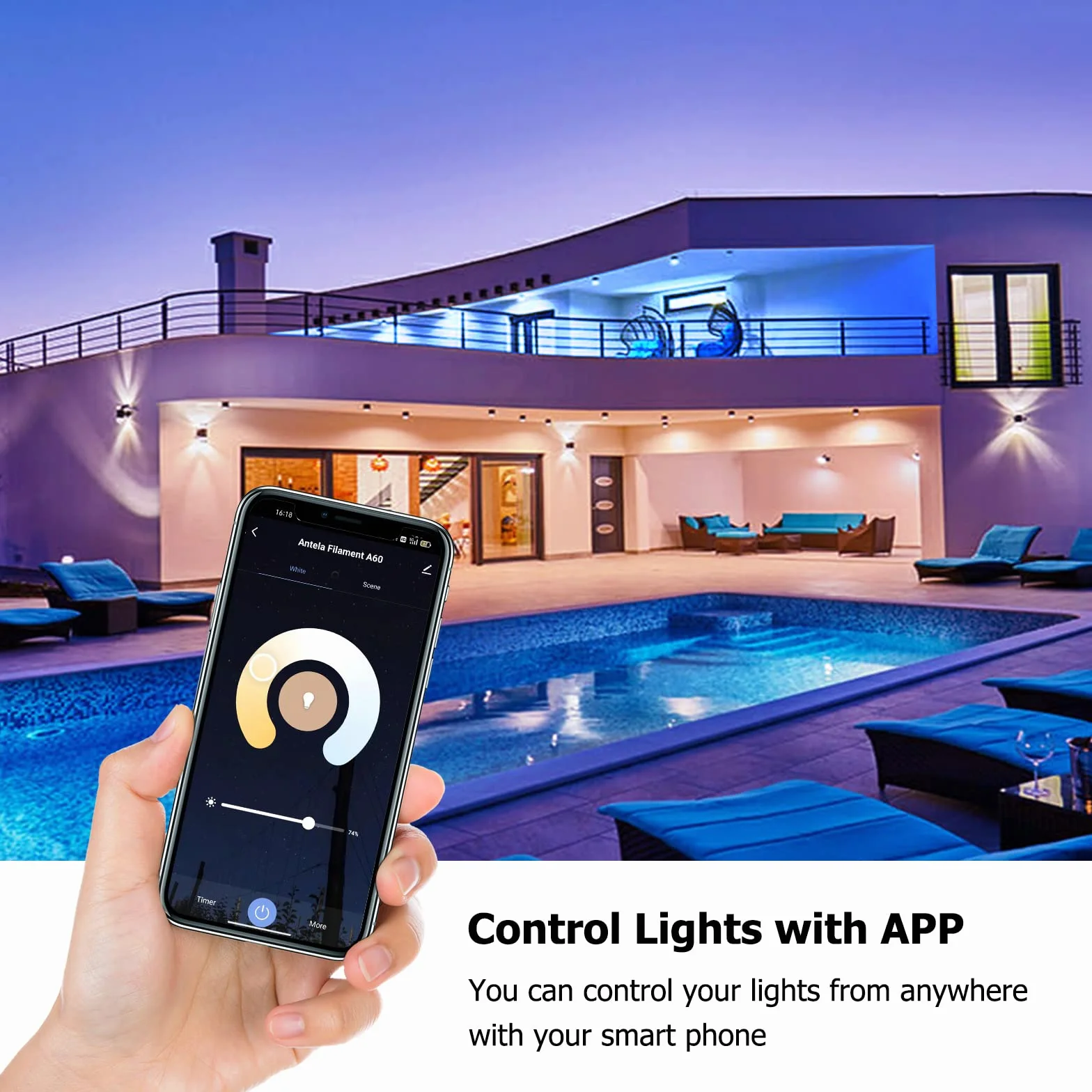 ANTELA Lampadine Alexa Inteligente Filamento, Lampadina Intelligente Wifi E27 7W LED 2700K-6500K Bianco Freddo/Caldo, Compatibile con Alexa/Google Home, Controllo Vocale, Controllo APP, 2Pezzi