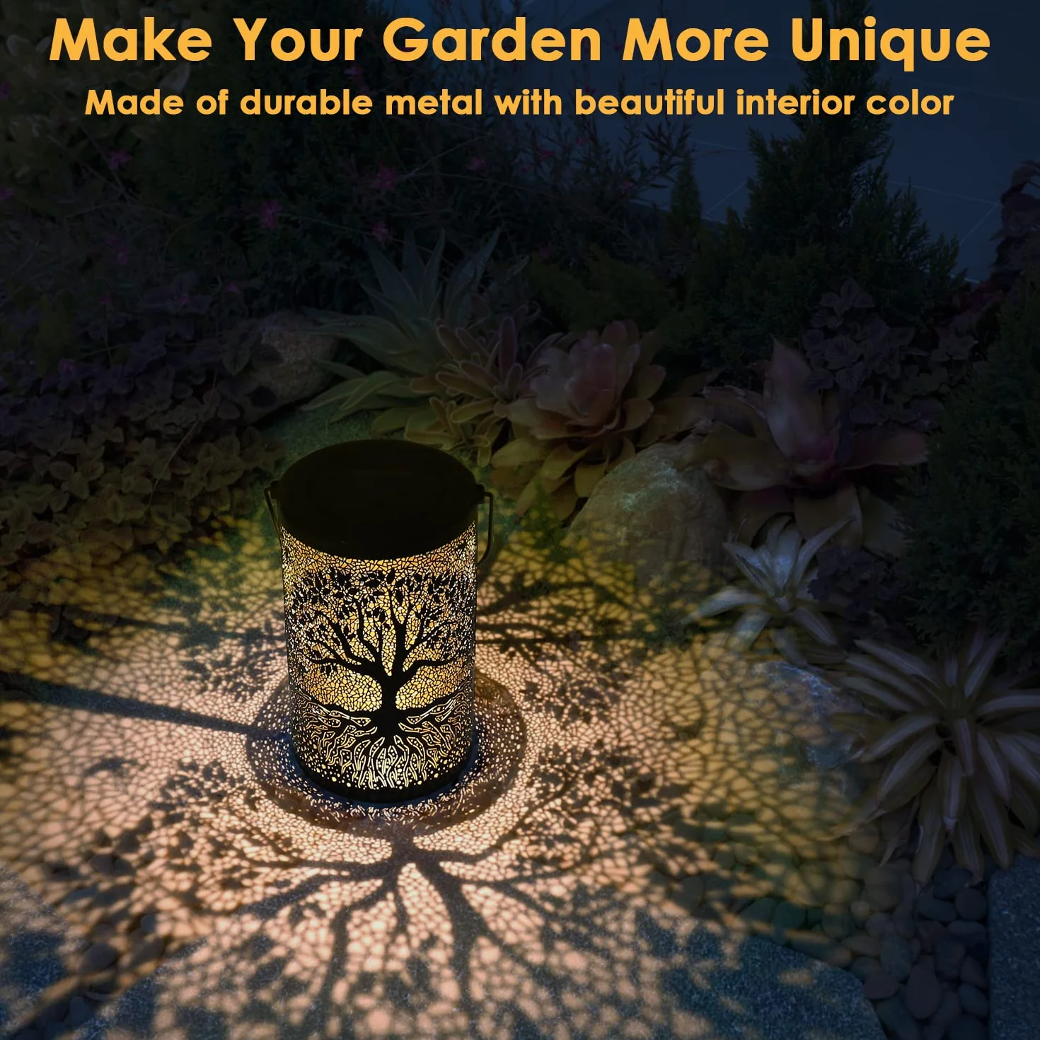 ZWOOS Lanterna Solare da Esterno, Lampade Solari da Giardino, Impermeabile IP44, Appendere/In Piedi, Luce Solare LED Decorativa per Giardino, Balcone (Albero)