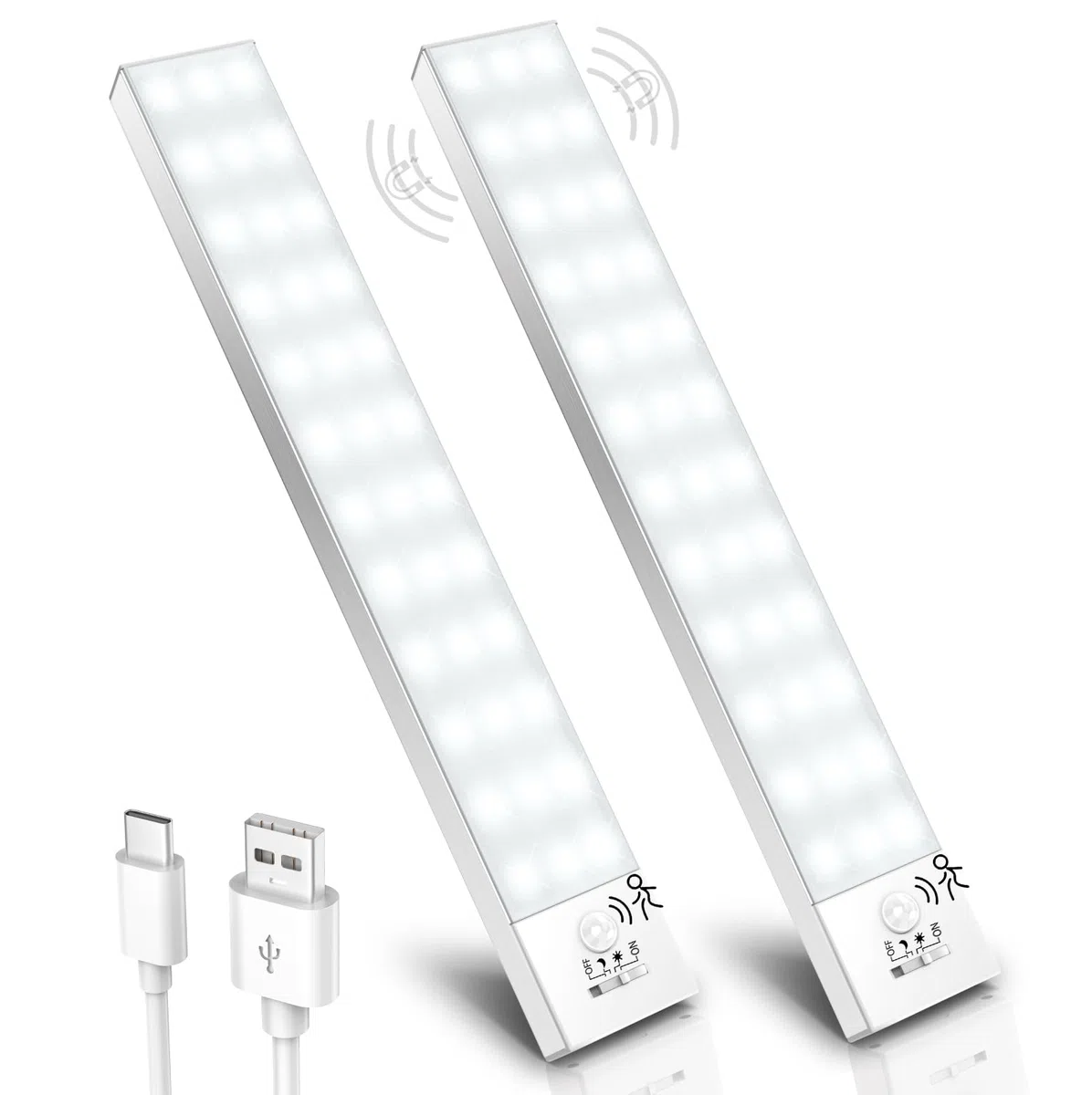 Luce Armadio LED con Sensore di Movimento, 4 Modalità Luce Sottopensile Cucina, USB Lampada LED Ricaricabile, Senza Fili Luci Notturna per Armadio Cucina Scale Corridoio Garage