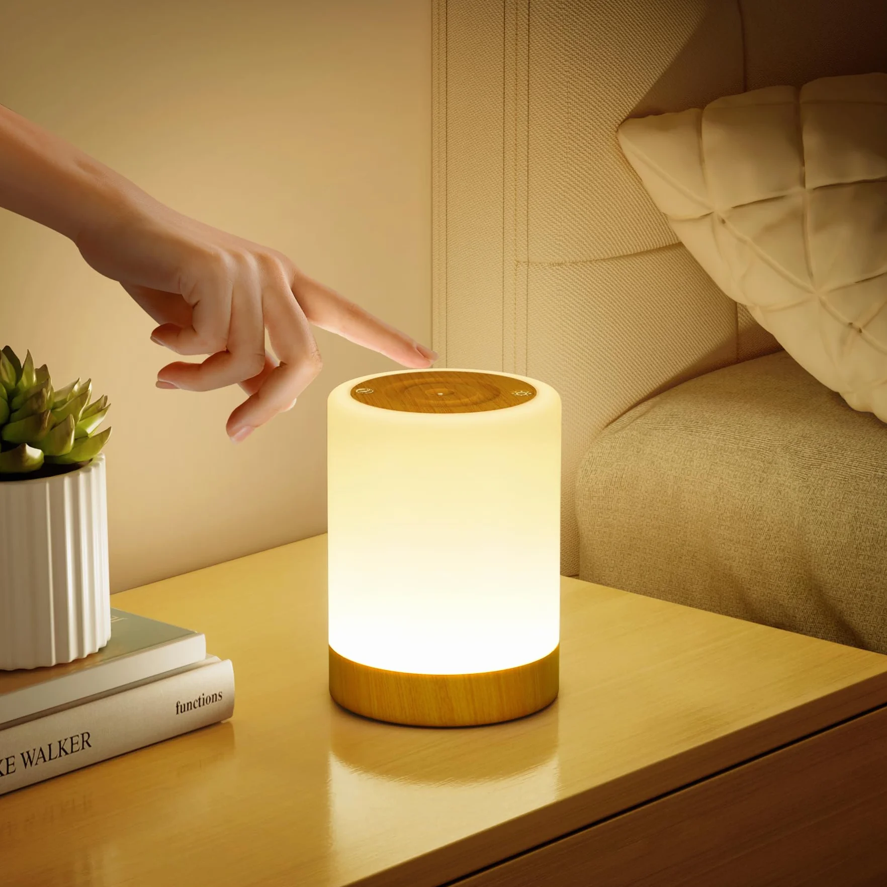 Lampada da Comodino Senza Fili Touch Dimmerabile, 5 Modalità 256 RGB e Blanco Cálido Luce Notturna Bambini Neonato, Lampade da Tavolo Ricaricabili USB con Timer, LED Lampada Camera da Letto
