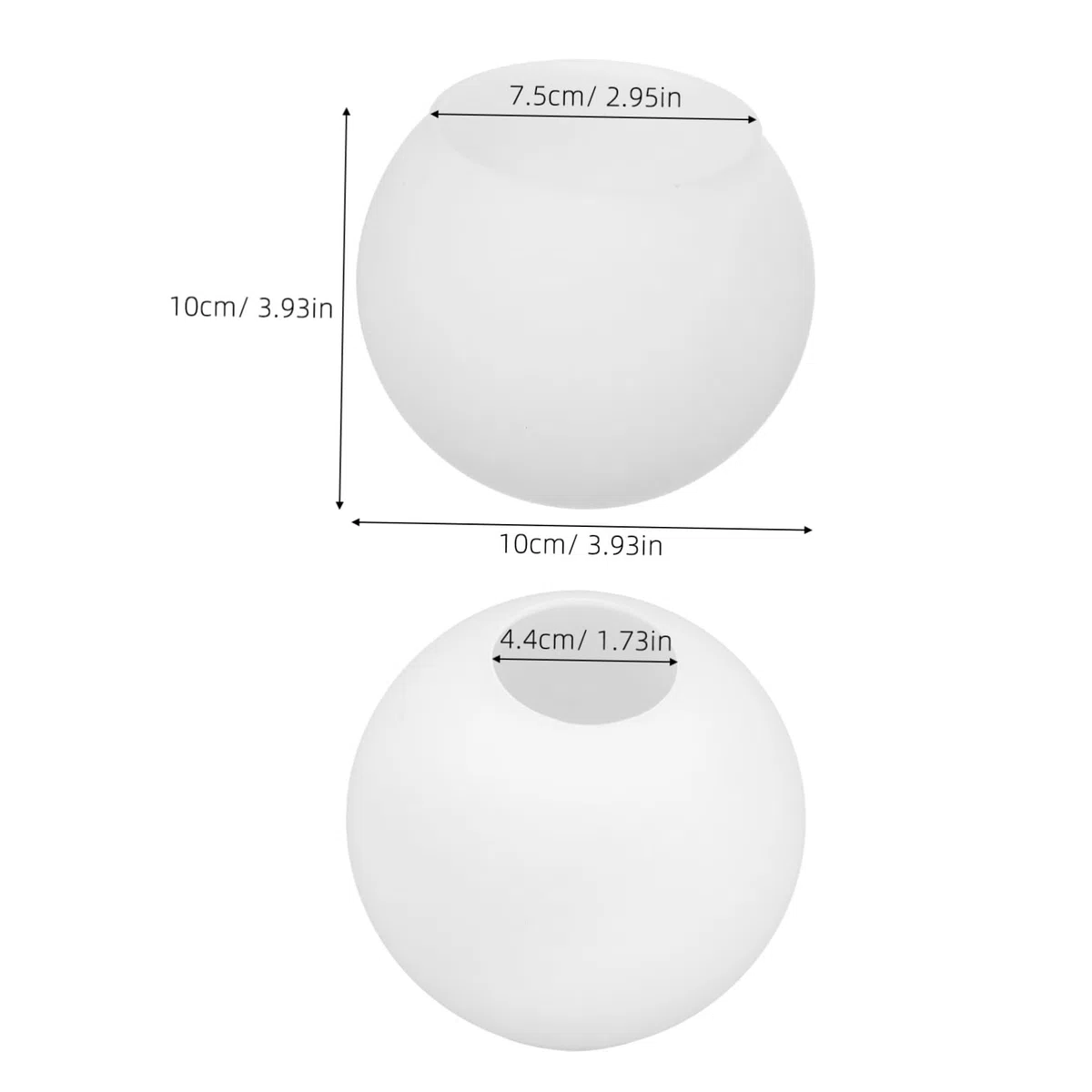 Healeved Paralume Globi in Vetro Bianco a Doppio Foro con Struttura a Bocca Piatta per Lampade Pendenti E27, Adatto a Lampadari e Spazi Retro