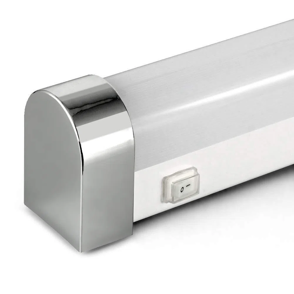 Kwazar Illuminazione – Lampada da bagno da fissare sopra lo specchio – Applique da parete con interruttore – Luce bianca neutra, 20W, 1800lm, 76 cm, grado di protezione IP44, 230 V, LED, cromo