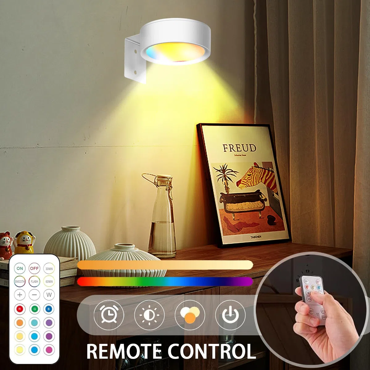 LUKIUP 2 Pezzi Ricaricabili Luce per Quadri Senza Fili con Telecomando, 2600mAh Faretti LED Ricaricabili Quadris Lampada, Luci per Quadri Applique Quadro Luci per Esposizione Pittura Vetrina （Bianco）