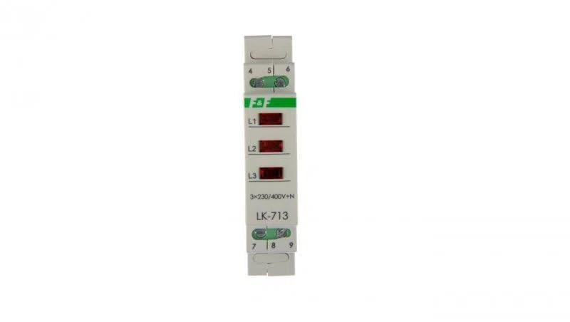 LK-713R - Lampada di controllo di fase, 3 x 230 V+N, rilevatore di fase, colore: Rosso
