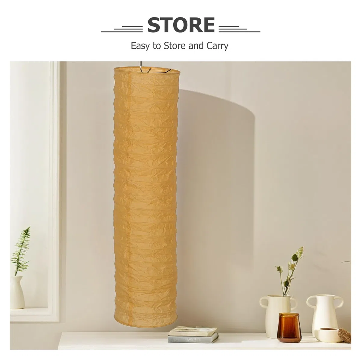 Paralume per Lampada da Terra in Carta Pieghevole Stile Giapponese Colore Khaki Forma Cilindrica Soluzione Facile da Sostituire per Relax e Lettura