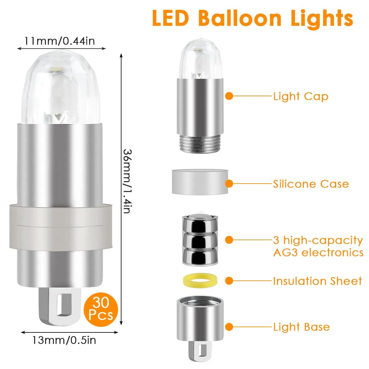 OTYMIOW Mini LED per Palloncini 30PZ LED Bianco Palloncini Luci Palloncino Luce per Lanterna di Carta Mini LuciLED Impermeabili per Matrimoni, Compleanno, FestaPalloncini (Luce Bianco Caldo)