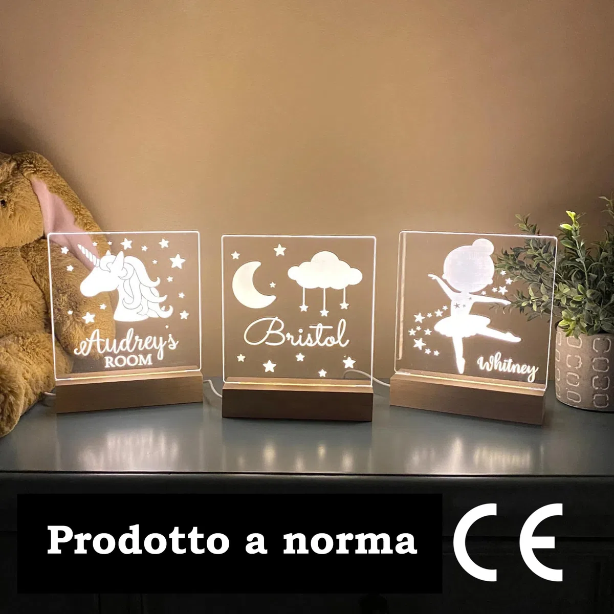 Stileitaliano Lampada Personalizzata Led con Foto – Targa con Base in Legno luminosa – Idea Regalo Originale per Donna Uomo Famiglia Amici – Regali Personalizzati per Compleanno Anniversario