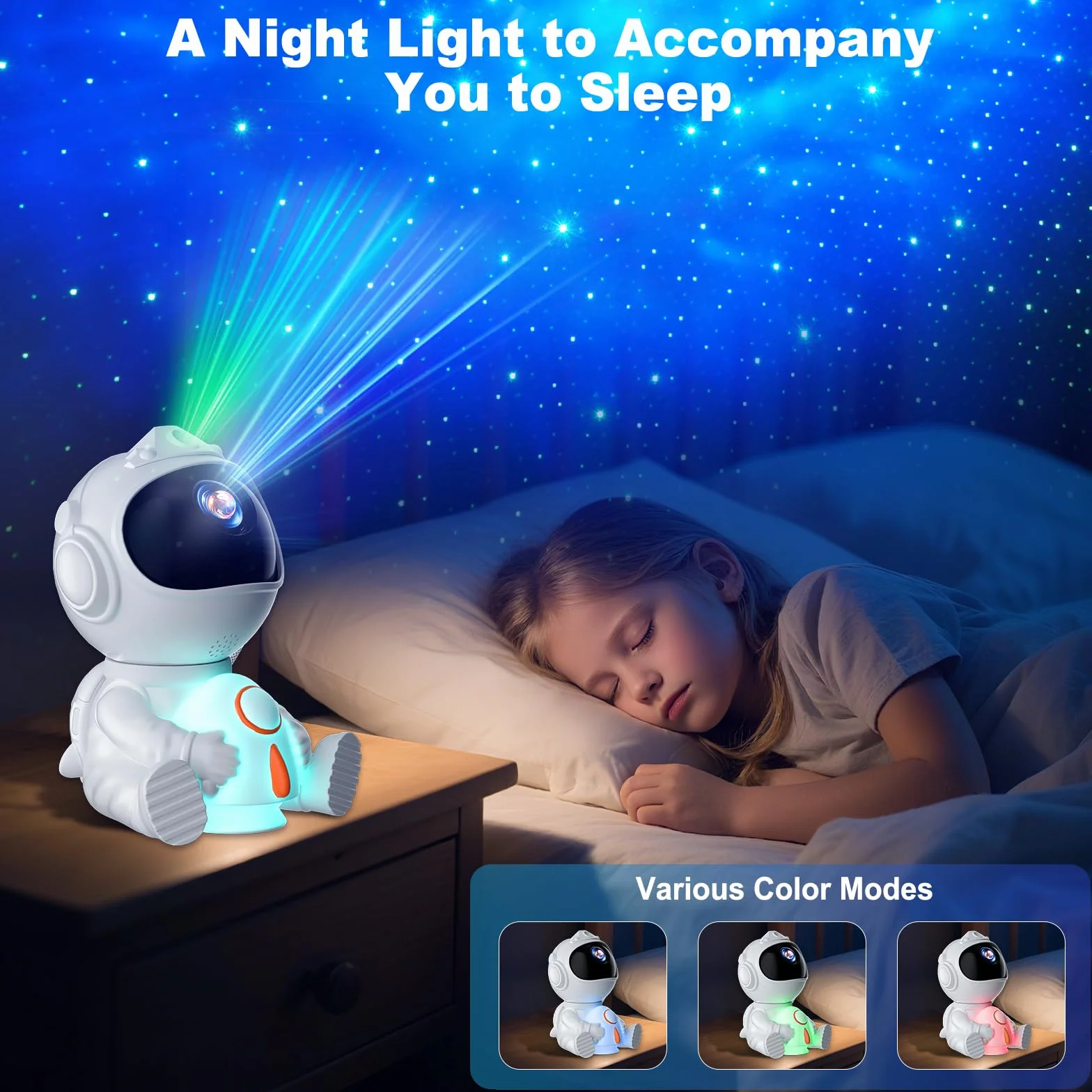 Proiettore Stelle Soffitto, LED Astronauta Proiettore Stelle Telecomando, 8 Modalità di Nebulosa & 5 Modalità di Luminosità e Velocità, Luce Notturna a Razzo, Lampada Proiettore Stelle Bambini Adult